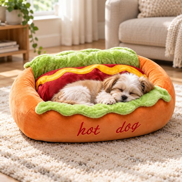Petit chien endormi dans le panier Hot-Dog Dodo